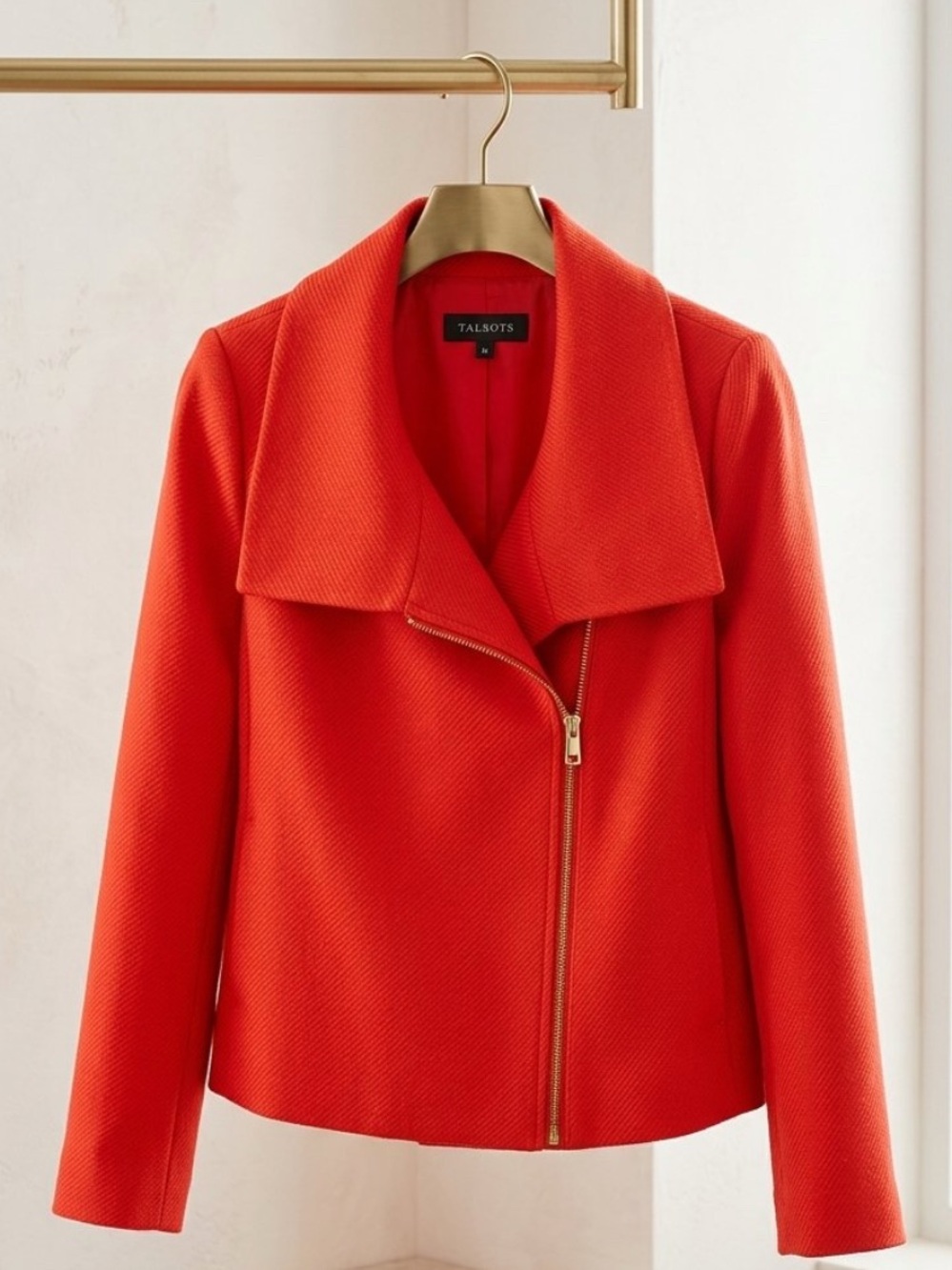 Talbots Bright Orange Asymmetric Zip Jacket